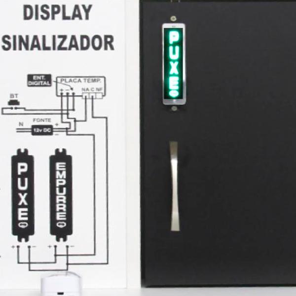 Display Indicador Luminoso Porta Puxe Empurre Preto/Espelhado